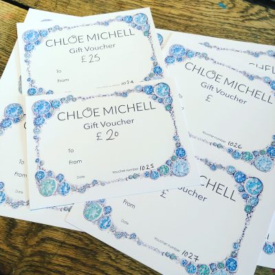 chloe michell gift vouchers can be given any value and postage is free for these