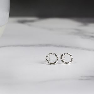 Small Round Hammered Silver Studs