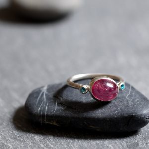 Pink tourmaline and topaz ring