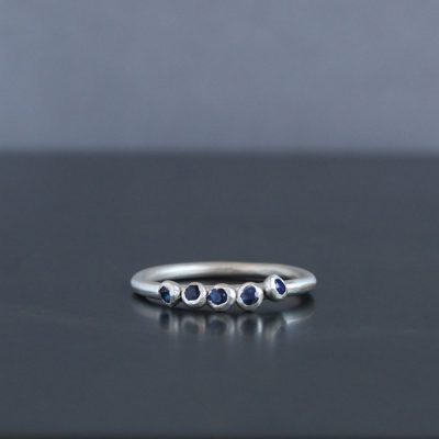 Tiny Treasure Blue Sapphire Ring in Silver. Handmade in Cornwall, by Chloe Michell.
